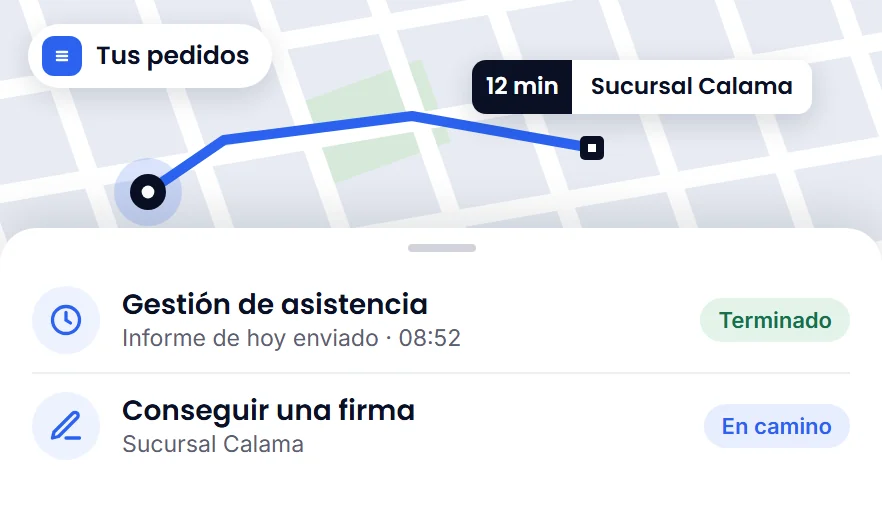 La lista de pedidos en la app de LeoBack, con el estado de cada uno