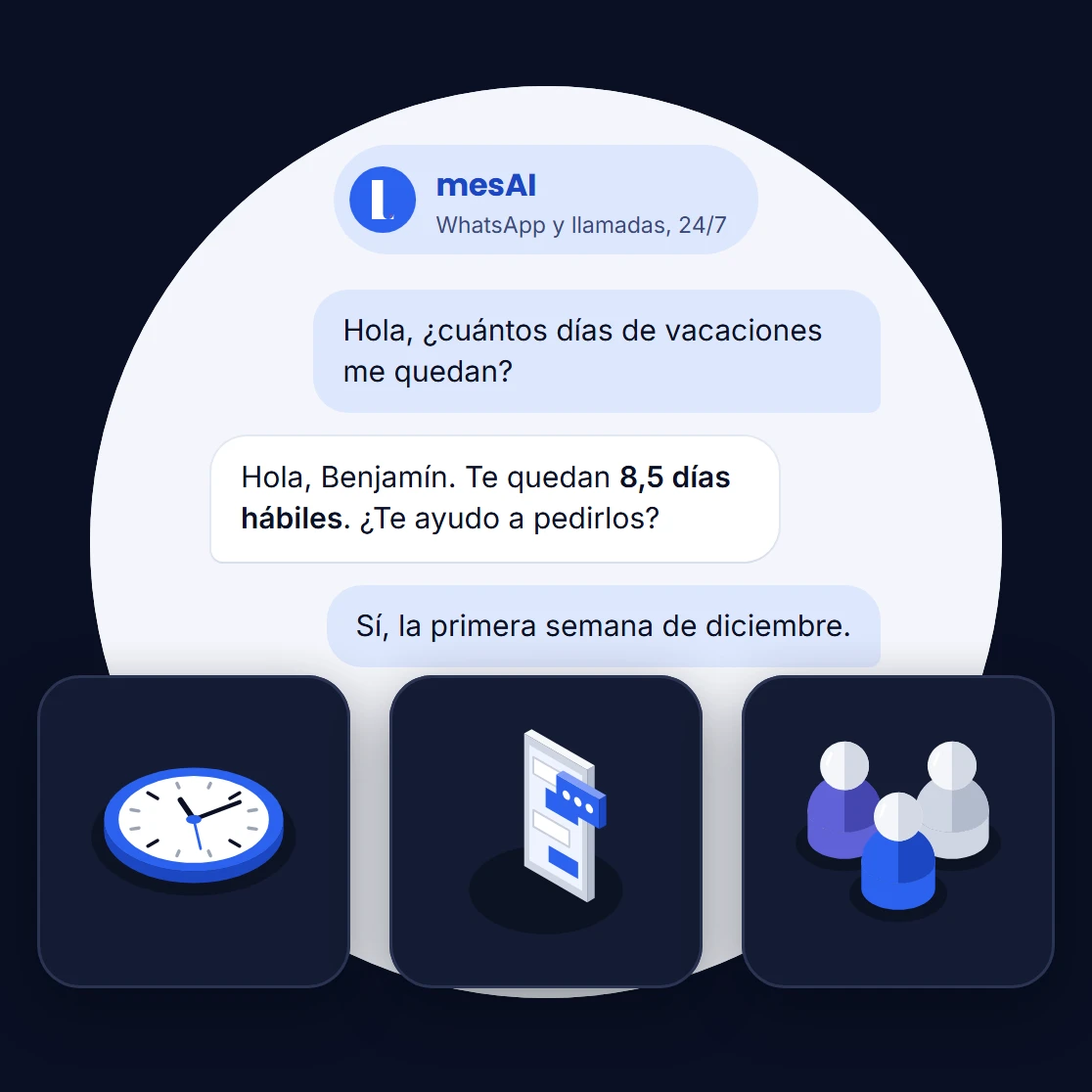 mesAI le responde a un colaborador cuántos días de vacaciones le quedan